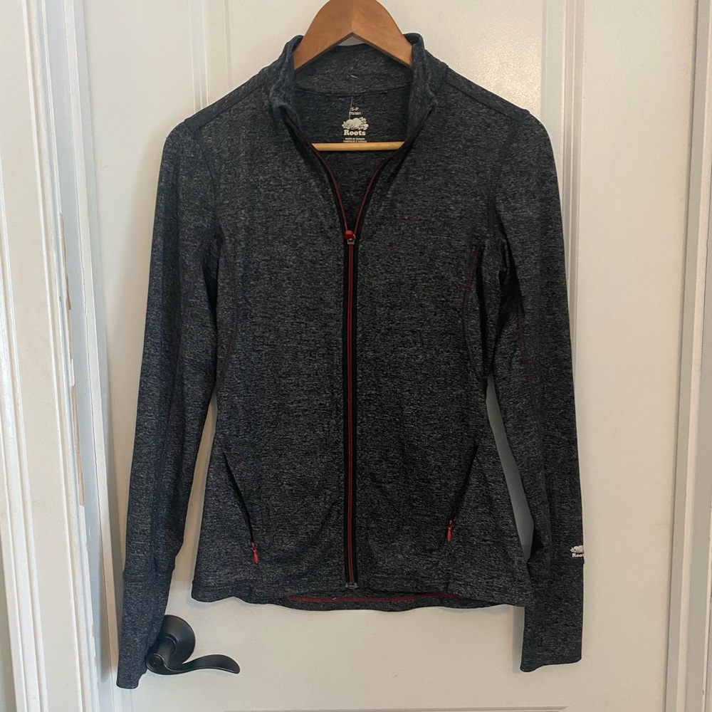 Roots Women’s Heather Charcoal Zip Athletic Jacket